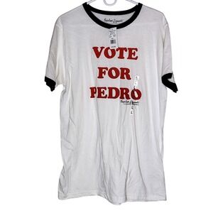 Napoleon Dynamite Vote For Pedro Ringer Tee White Red Black Mens Large NWT
